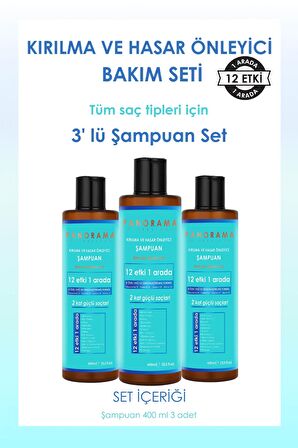  PANORAMA Professional Kırılma ve Hasar Önleyici Bakım Seti 12 Etki 1 Arada/400 ml x3 Şampuan 3'lü Set - 1 PANORAMA Professional Kırılma ve Hasar Önleyici Bakım Seti 12 Etki 1 Arada/400 ml x3 Şampuan 3'lü Set - 2 PANORAMA Professional Kırılma ve Hasa