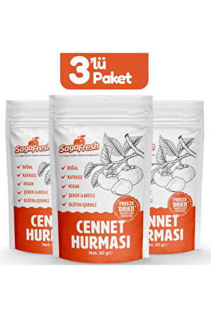 3'lü Dondurularak Kurutulmuş Cennet Hurması Dilimleri (3X30G)