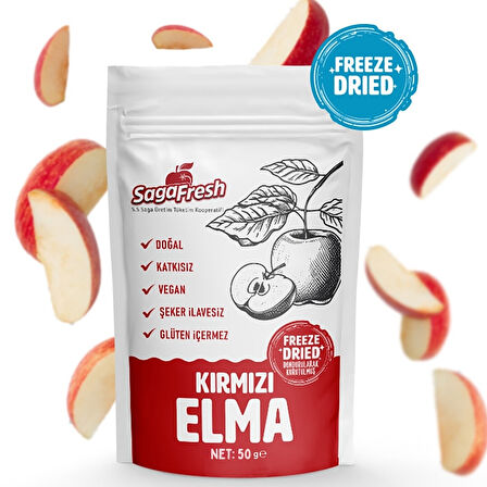 Dondurularak Kurutulmuş Kırmızı Elma Dilimleri (50 G)