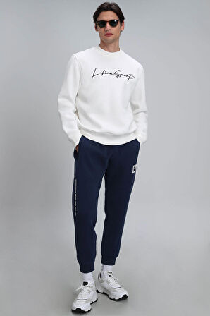 Lufian Erkek Lowe Sweatshirt 112030125 Kırık Beyaz