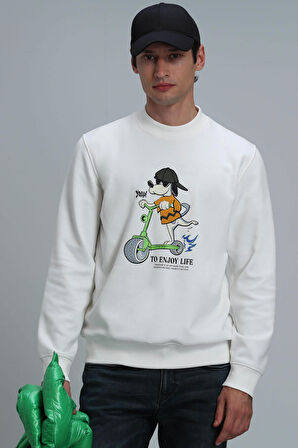 Lufian Erkek Igor Sweatshirt 112030128 Kırık Beyaz