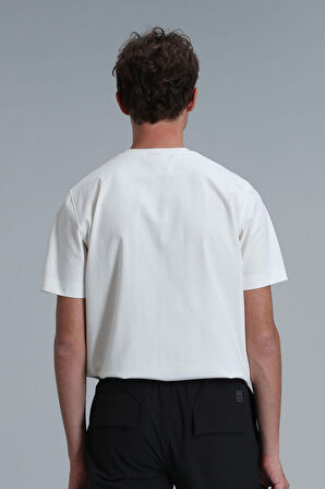 Lufian Erkek Benjamın Modern Grafik T-Shirt 111020197 Kırık Beyaz