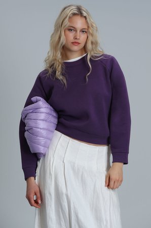 Uwen Kadın Örme Sweatshırt Mürdüm