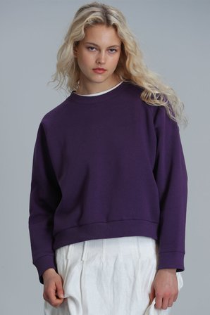 Uwen Kadın Örme Sweatshırt Mürdüm