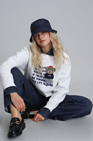 Vera Kadın Örme Sweatshirt Kirik Beyaz