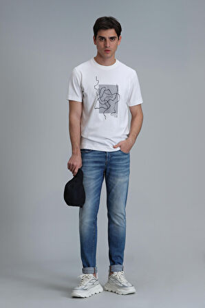 Nally Modern Grafik T- Shirt Beyaz