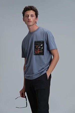 Lufian Erkek Exotıc Modern Grafik T-Shirt 111020202 Koyu Gri