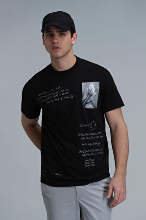 Fred Modern Grafik T- Shirt Siyah