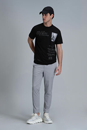 Fred Modern Grafik T- Shirt Siyah