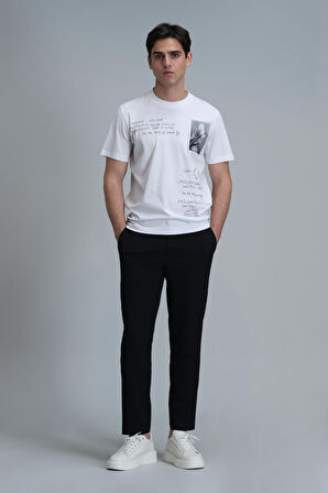 Fred Modern Grafik T- Shirt Beyaz