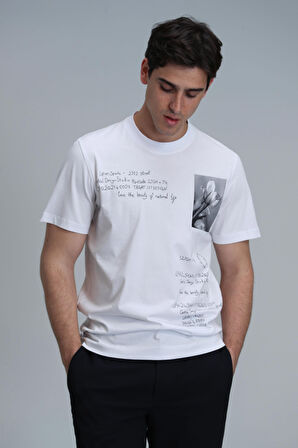 Fred Modern Grafik T- Shirt Beyaz