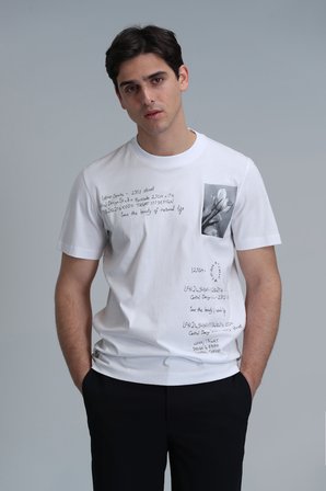 Fred Modern Grafik Tişört Beyaz