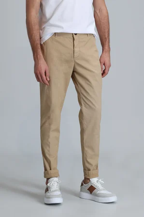 Tom Smart Erkek Chino Pantolon Slim Fit Deve Tüyü