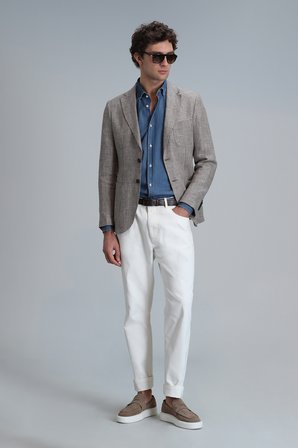 Luta Spor Erkek Blazer Ceket Slim Fit Kahverengi