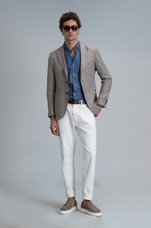 Luta Spor Erkek Blazer Ceket Slim Fit Kahverengi