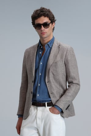 Luta Spor Erkek Blazer Ceket Slim Fit Kahverengi