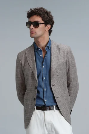 Luta Spor Erkek Blazer Ceket Slim Fit Kahverengi