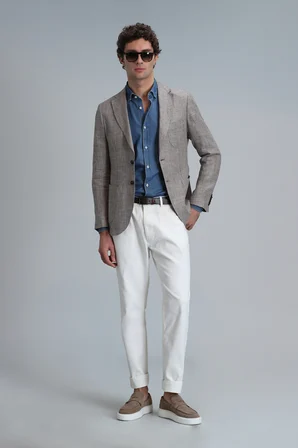 Luta Spor Erkek Blazer Ceket Slim Fit Kahverengi