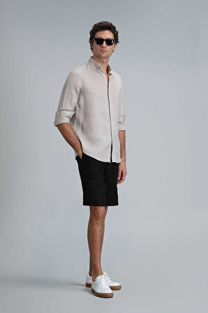 Peler Spor Erkek Chino Şort Slim Fit Siyah