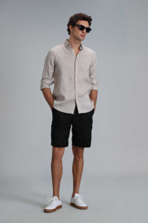 Peler Spor Erkek Chino Şort Slim Fit Siyah