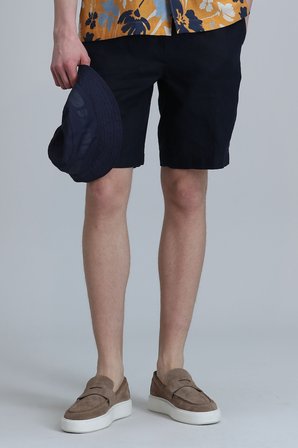 Peler Spor Erkek Chino Şort Slim Fit Lacivert