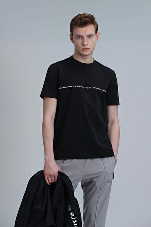 Carlos Modern Grafik T- Shirt Siyah