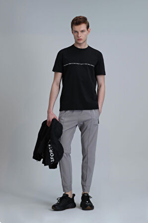 Carlos Modern Grafik T- Shirt Siyah