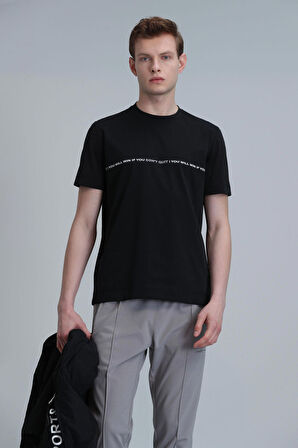 Carlos Modern Grafik T- Shirt Siyah