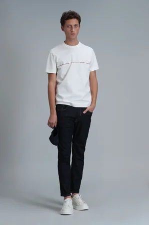 Carlos Modern Grafik Tişört Kırık Beyaz