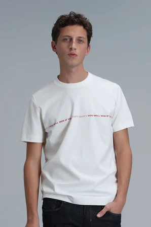 Carlos Modern Grafik Tişört Kırık Beyaz