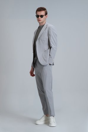 Mex Spor Erkek Blazer Ceket Slim Fit Açık Gri