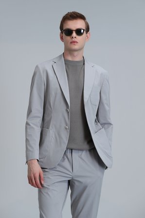 Mex Spor Erkek Blazer Ceket Slim Fit Açık Gri