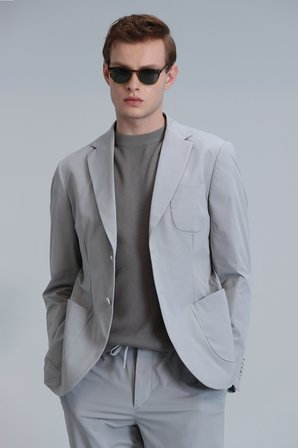 Mex Spor Erkek Blazer Ceket Slim Fit Açık Gri