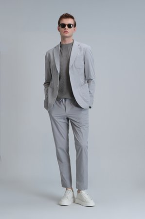 Mex Spor Erkek Blazer Ceket Slim Fit Açık Gri