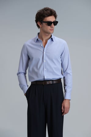 Menar Erkek Basic Gömlek Comfort Fit Mavi