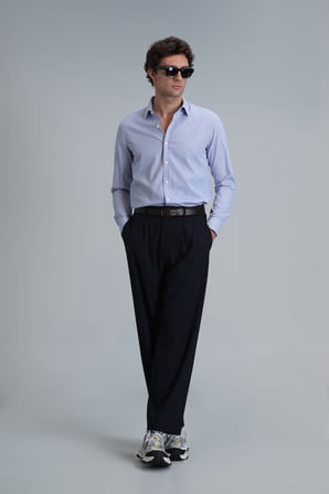 Menar Erkek Basic Gömlek Comfort Fit Mavi