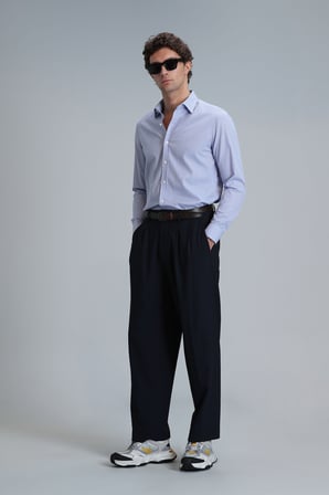 Menar Erkek Basic Gömlek Comfort Fit Mavi