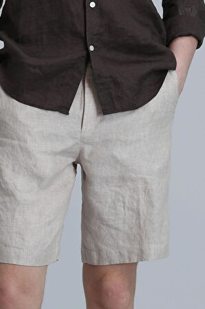Peler Spor Erkek Chino Şort Slim Fit Bej