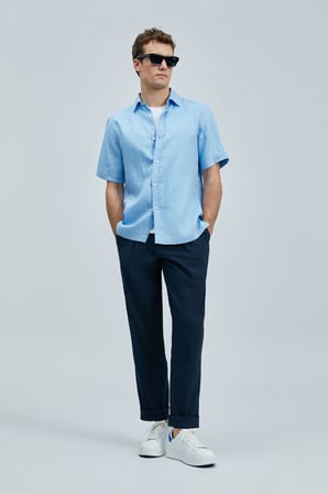 Bert Erkek Basic Gömlek Comfort Fit Mavi