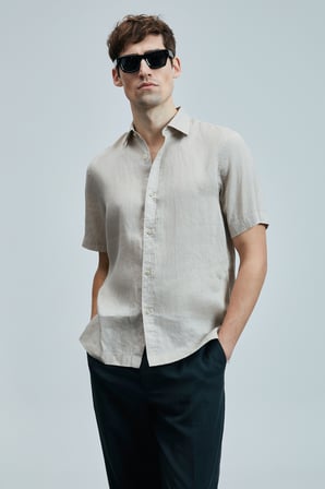 Bert Erkek Basic Gömlek Comfort Fit Bej
