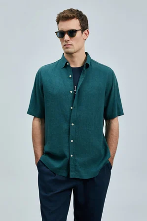 Bert Erkek Basic Gömlek Comfort Fit Yeşil