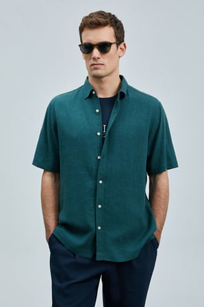 Bert Erkek Basic Gömlek Comfort Fit Yeşil