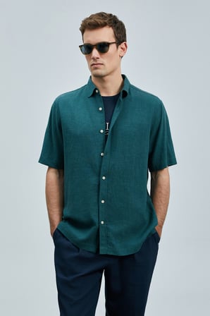 Bert Erkek Basic Gömlek Comfort Fit Yeşil