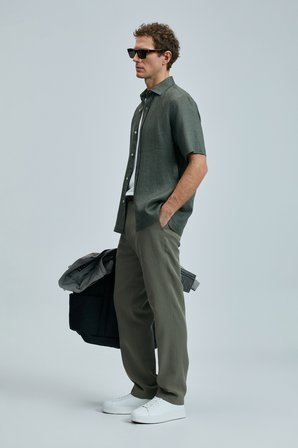 Bert Erkek Basic Gömlek Comfort Fit Haki