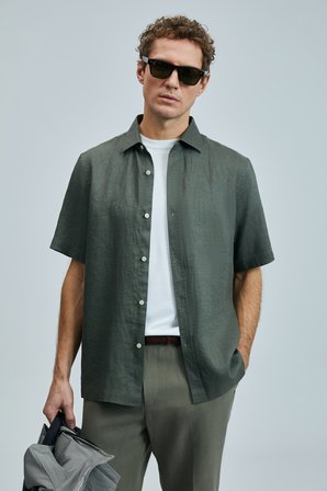 Bert Erkek Basic Gömlek Comfort Fit Haki