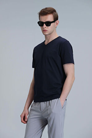 Tuna Modern Grafik T- Shirt Lacivert