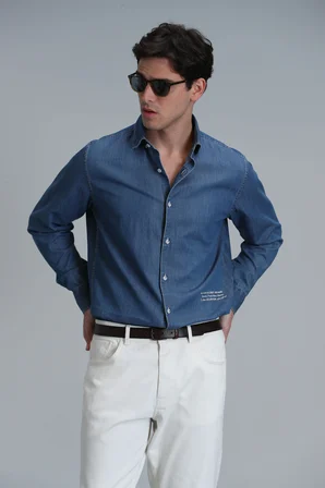 Warter Erkek Basic Gömlek Regular Fit Mavi