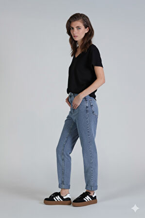 Florans Kadın %100 Pamuk T-Shirt Siyah