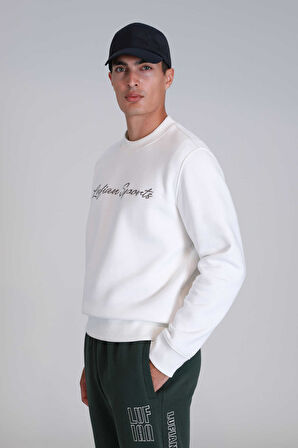 Lufian Erkek Loved Sweatshirt 112030137 Kırık Beyaz
