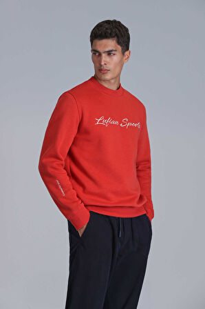 Lufian Erkek Loved Sweatshirt 112030137 Açık Kırmızı